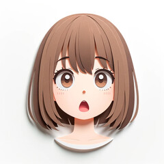 Illustration with a girl's face in an origami style, facial expression - shocked

