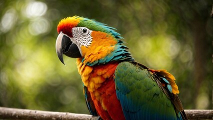 Obraz premium Close-up high-resolution image of an exotic macaw bird. Generative AI.