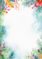 Fototapeta na wymiar Christmas florals paper planner page A4, Digital Paper A4