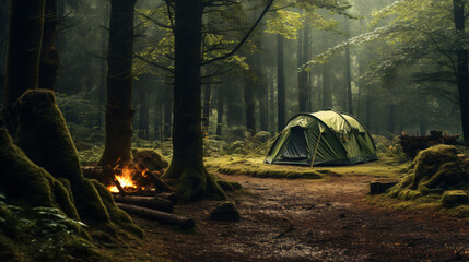 Woodland Camping with Copyspace for Texture.