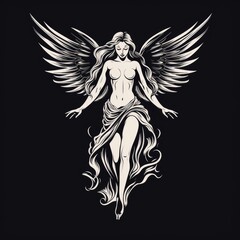 Angel logo, black and white, AI generated Image