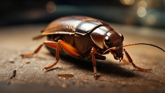 Close-up high-resolution image of a big American roach. Generative AI.