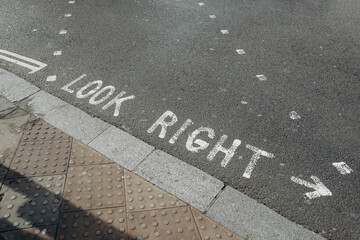 Directions on the road in London where left-hand traffic: 