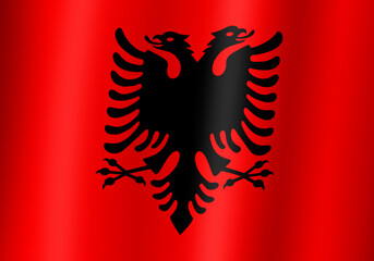 republic of albania national flag 3d illustration close up view - obrazy, fototapety, plakaty
