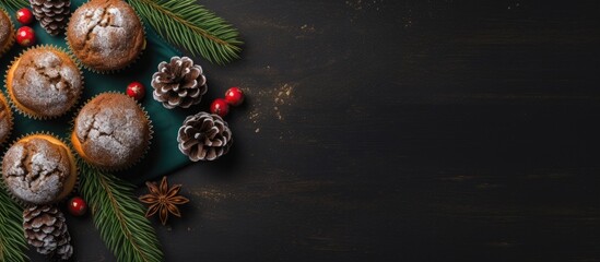 A top down view of a Christmas card featuring a festive tree muffins and ample space for your personalized greetings