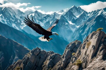 Fototapeta premium eagle flying on sky over mountains