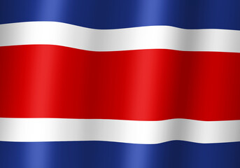 costa rica national flag 3d illustration close up view