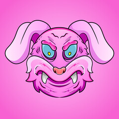 evil bunny monster head dead rabbit vector illustration design isolated on light background