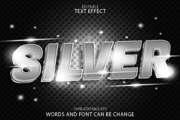 silver editable text effect emboss modern style