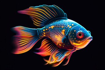 Fototapeta premium Fish with neon effect. Fishing Fantastic fish.
