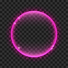 Vector pink sparkling frame on black background