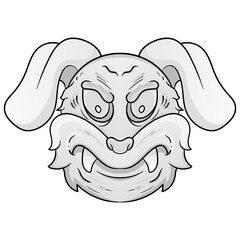 Line black and white Animal dog tattoo isolated in white background