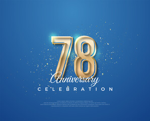 78th anniversary with a luxurious design between gold and blue. Premium vector for poster, banner, celebration greeting.
