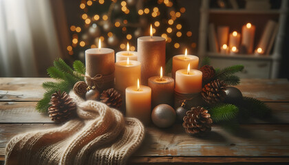 Christmas candles,  candles, xmas, generative ai