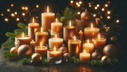 Christmas candles,  candles, xmas, generative ai