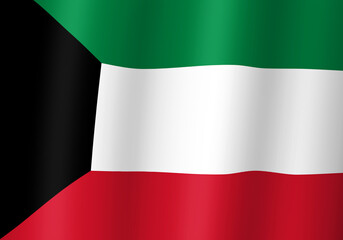 kuwait national flag 3d illustration close up view