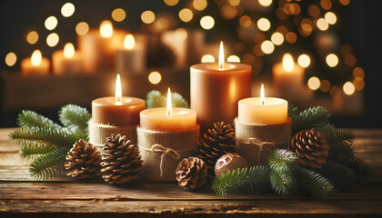 Christmas candles,  candles, xmas, generative ai
