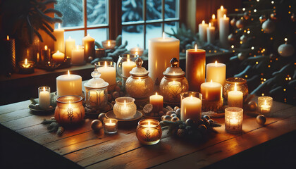 Christmas candles,  candles, xmas, generative ai