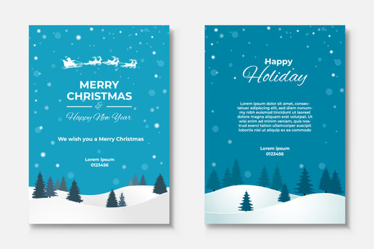 Merry Christmas and Happy New Year. Greeting card or poster template design with beautiful decoration