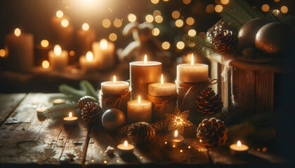Christmas candles,  candles, xmas, generative ai