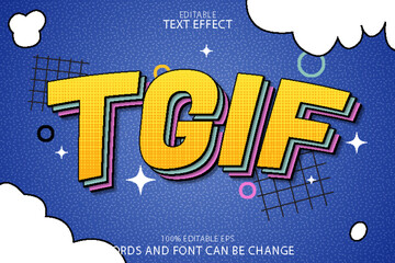 tgif editable text effect emboss cartoon style
