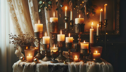 Christmas candles,  candles, xmas, generative ai