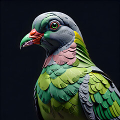 Fototapeta premium Emerald Wings: A Paper Artwork of the Green Pigeon's Beautiful Green Feathers and the Beauty of Life.(Generative AI)
