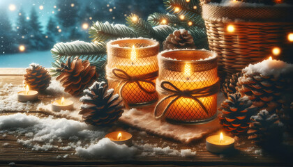 Christmas candles,  candles, xmas, generative ai