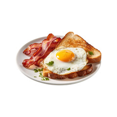 toast with fried egg on bread transparent background Generative AI