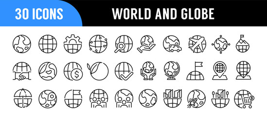 Earth, globe, world icons. For website marketing design, logo, app, template, ui. Vector illustration
