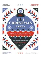 Folk Art Christmas Party Flyer Template