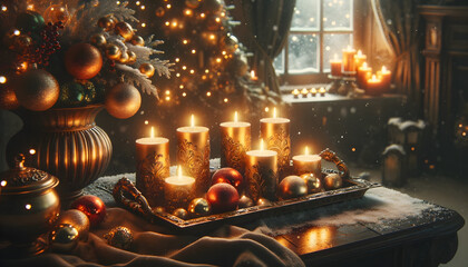 Christmas candles,  candles, xmas, generative ai