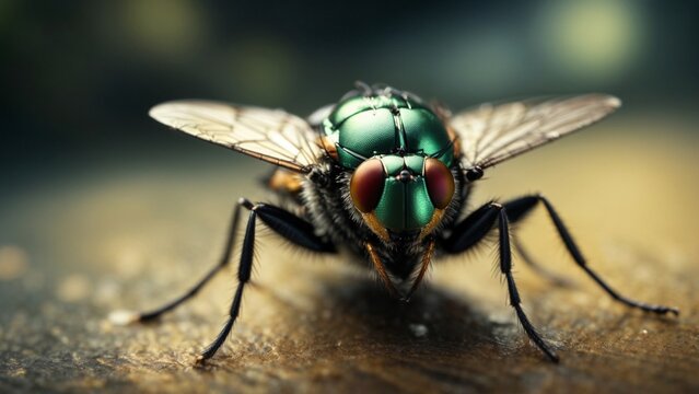 Close-up high-resolution image of a housefly. Generative AI.
