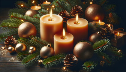 Christmas candles,  candles, xmas, generative ai
