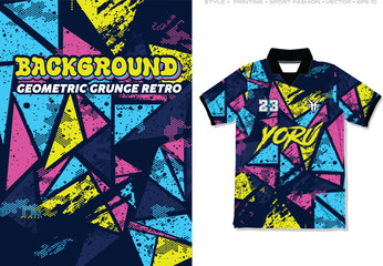 sublimation jersey design polygon triangle grunge halftone retro modern geometric pattern sporty colourful brush paint splash splatter texture