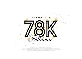Black 78k followers number. achievement celebration vector.