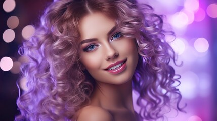 Fototapeta premium Representation of pleasant appealing lovely cool chic shocking cute dazzling wavy-haired young lady holding in hand discuss balls wow separated on shinning distinctive sparkle dynamic