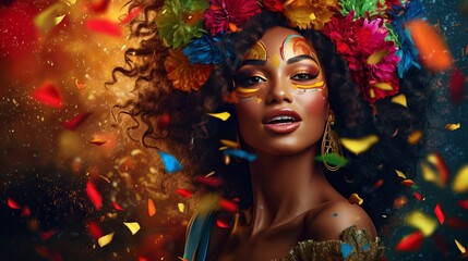 Obraz na płótnie Canvas Representation of a Brazilian lady amid a carnival piece