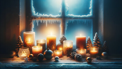 Christmas candles,  candles, xmas, generative ai