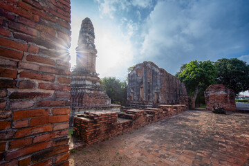 Church ruins in Wat Borom Phuttharam, Ancient temple in Ayutthaya, Thailand. They are public domain or treasure of Buddhism, no restrict in copy or use