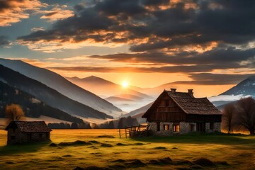 sunset in the mountains