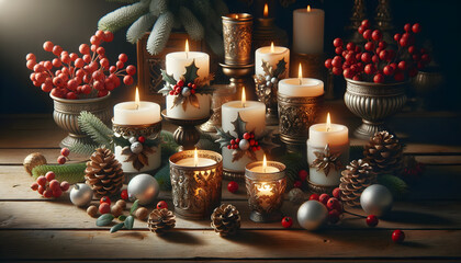Christmas candles,  candles, xmas, generative ai