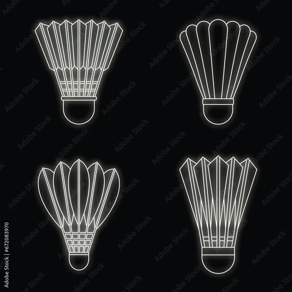 Canvas Prints shuttlecock equipment icon set. outline set of shuttlecock equipment vector icons neon color on blac