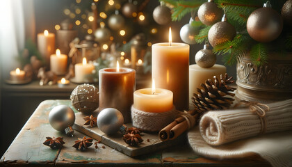 Christmas candles,  candles, xmas, generative ai