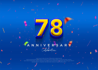 78th Anniversary, in luxurious blue. Premium vector background for greeting and celebration.