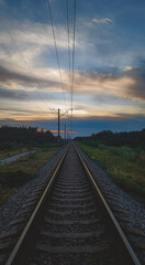 Railway on the background of the sunset