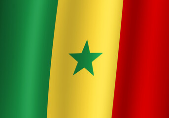 senegal national flag 3d illustration close up view
