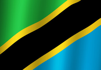 tanzania national flag 3d illustration close up view