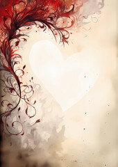 beautiful illustration of a heart in red and white colors, abstract and artistic heart symbol