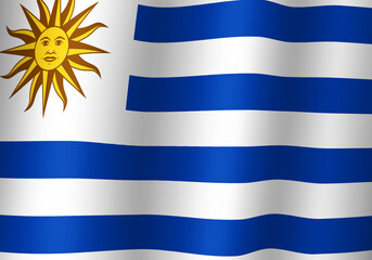 uruguay national flag 3d illustration close up view